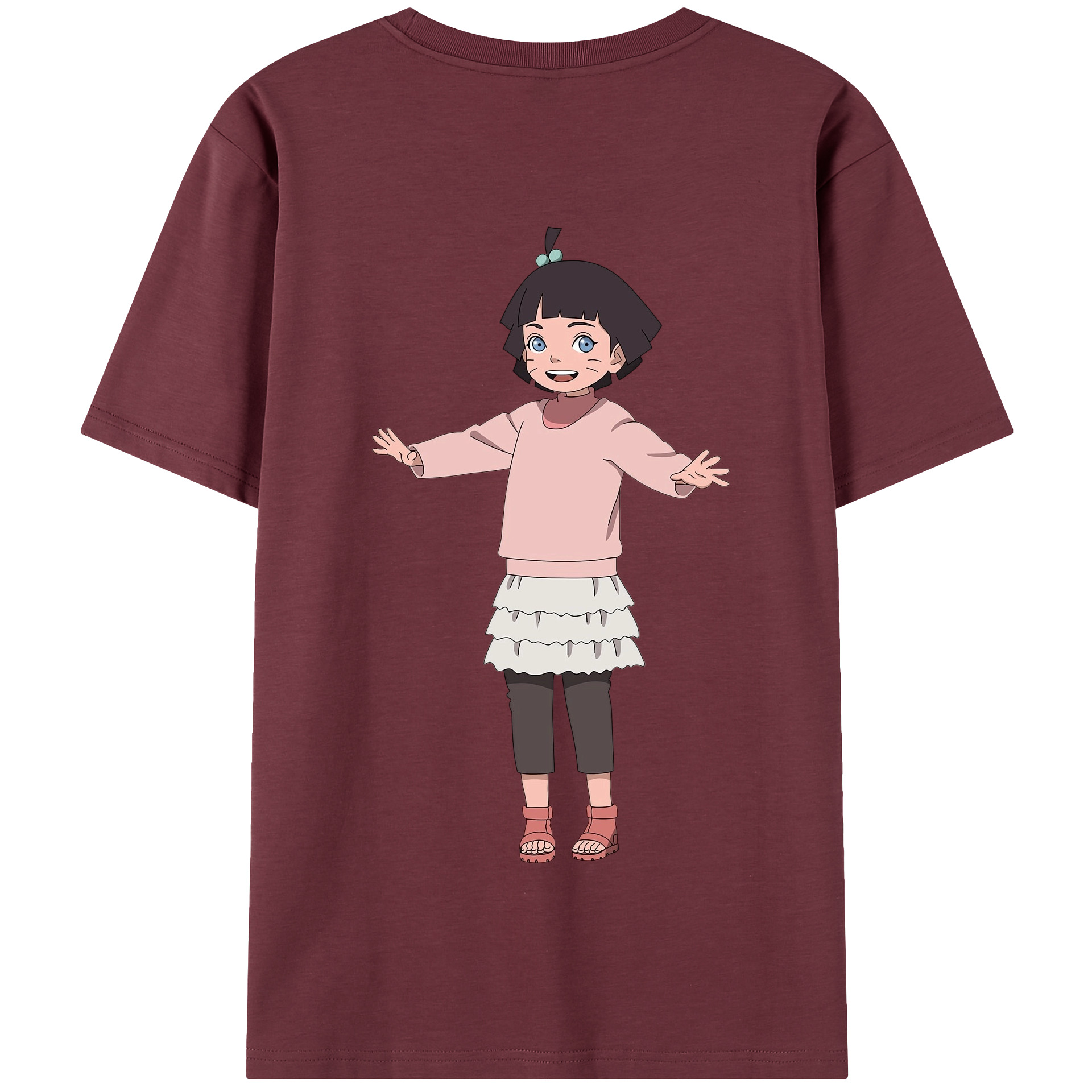 （画像用） NARUTO -ナルト- うずまき ヒマワリ Uzumaki Himawari 綿100％半袖Tシャツ（背面プリント）